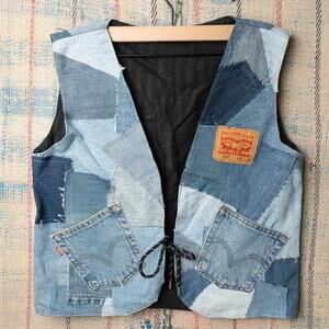 Custom Upcycled Patchwork Vest – Vintage Rework, One-of-One Handmade Streetwear